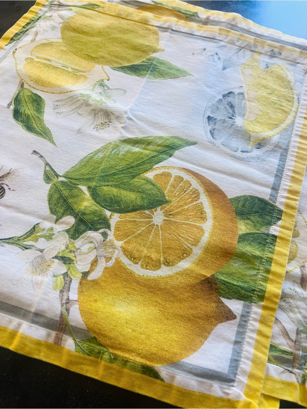 Williams-Sonoma Lemon Blossom Napkins Set of 4 Yellow Botanical Cotton 100%